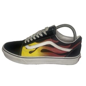 Vans Old Skool Flame Mens Size 8 Black Athletic Casual Shoes Sneakers Suede
